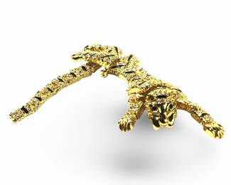 Excellent Gold Tone CZ Tiger Shoulder Brooch