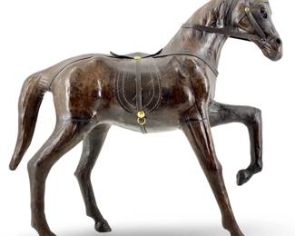 Vintage Leather Wrapped Horse Figure