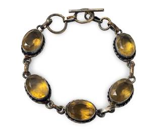 Charming Art Deco Sterling Silver Citrine Bracelet