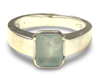 18K White Gold Rose Cut Aquamarine Ring