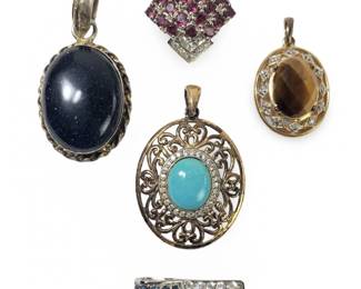 (5) Exceptional Sterling Silver Gemstones Pendants