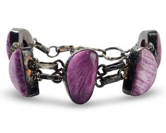 Superb Sterling Silver Spiny Oyster Link Bracelet
