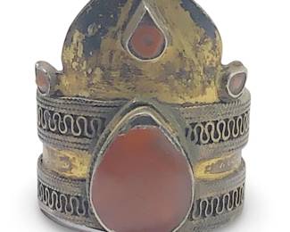Antique Art Deco Bohemian Carnelian Agate Ring