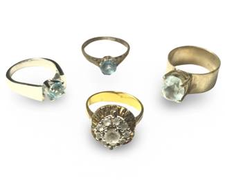 (4) Unique Sterling Silver Topaz Rings