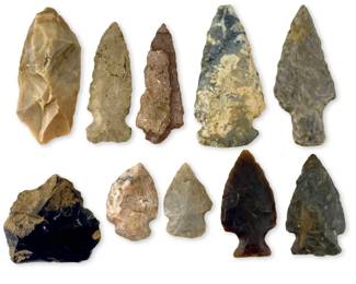 10pc Antique Native American Stone Arrowheads