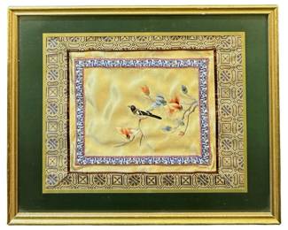 Oriental Vintage Bird Embroidered Silk