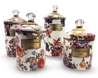 (4) MacKenzie Childs Flower Market Canisters