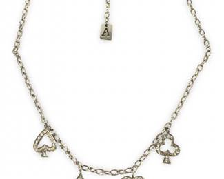 Excellent Sterling Silver Card Suit Charm Necklace