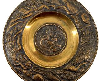Vintage Brass Diana and Actaeon Wall Plate