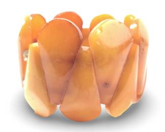 Chunky Butterscotch Amber Panel Stretch Bracelet