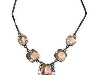 Radiant Sterling Silver Pink Quartz Necklace