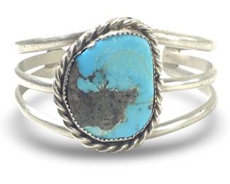 Native American Silver Turquoise Cuff Bracelet