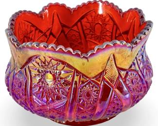 Red Carnival Art Glass Pot