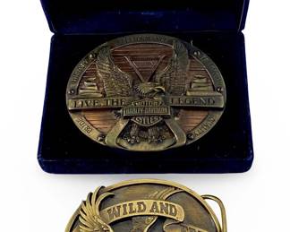2pc Brass Harley Davidson Belt Buckles