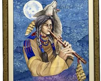 Signed Native American Watercolor Painting