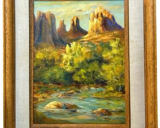 Signed J. Norton “Sedona" Landscape Oil on Canvas