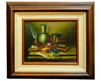 Vintage Signed Still Life Oil on Canvas