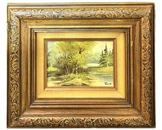 Signed Forest Landscape Oil on Panel