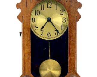 Vintage Carved Oak and Brass Mantel Clock