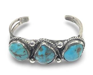 Sublime Silver Turquoise Navajo Bracelet