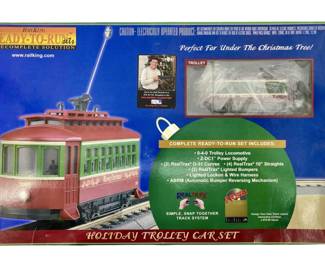 Vintage Rail King Holliday Trolley Car Set