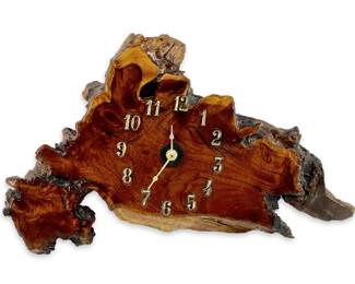 Polished Redwood Burl Slab Wall Clock