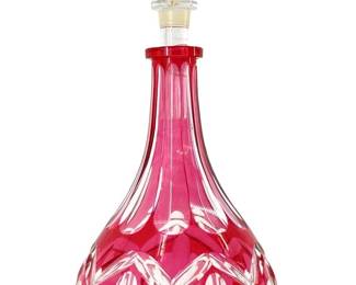 Cranberry Crystal Cut Decanter