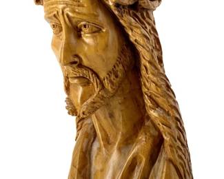 Hand Carved Olive Wood Jesus Bust