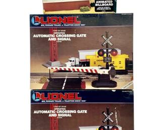 3 Lionel Crossing Gate & Billboard RR Accessories