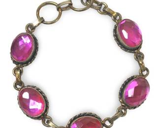 Antique Edwardian Sterling Pink Gemstone Bracelet