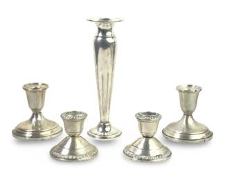 Set of (5) Weighted Sterling Silver Candleholders