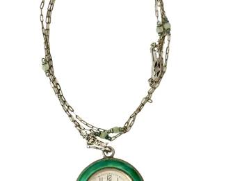 Green Guilloche CYMA Art Deco Pocket Watch