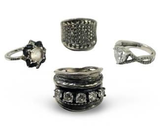 (4) Charming Sterling Silver CZ Rings