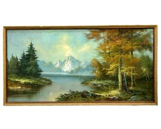 Signed Vintage Serene Landscape Oil on Canvas
