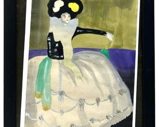 Signed Attributed Picasso Watercolor Painting