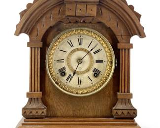 Antique Ansonia Oak Mantel Clock