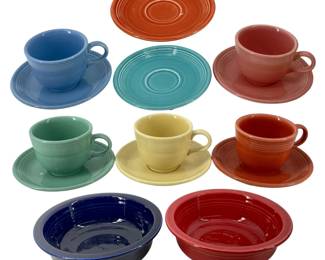 14pc Fiesta-ware Bowls, Teacups and Saucers