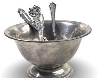 (5pc) Sterling Silver Bowl & Spoons Set
