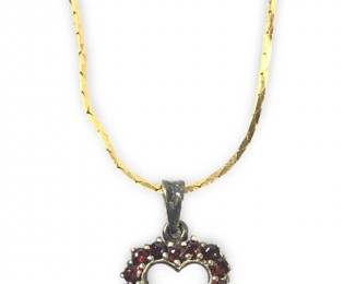 Gold Tone Sterling Silver Heart Pendant Necklace