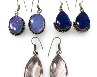 (3) Pair Gorgeous Sterling Silver Earrings