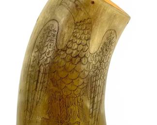 Vintage Etched Horn ‘Liberty' Powder Horn