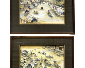 2pc. Signed Mixed Media Paintings