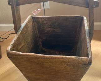 Antique Chinese wooden rice bucket