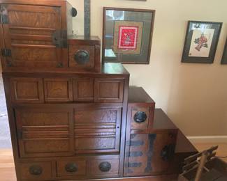 Vintage Japanese Tansu step cabinet