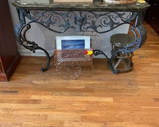 Marble and wrought iron console table - 46x32x18- $150 + tax
