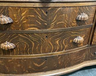 Oak and tiger eye credenza with lion pulls NICE