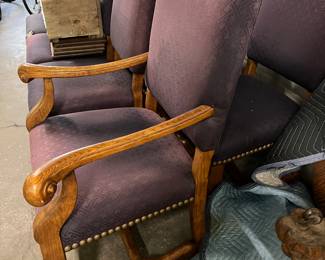 Eight Henredon dining room chairs , two with arms