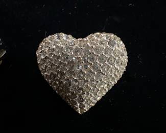 Clear Crystal Hattie Carnegie Heart Brooch