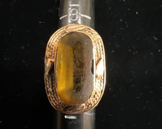 14 kt Gold and Citrine Ring Size 4 ish