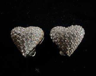 Clear Rhinestone Hattie Carnegie Clip Earrings